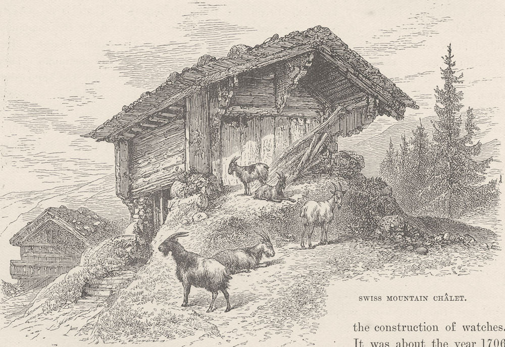 SWITZERLAND. Swiss mountain chalet 1894 old antique vintage print picture